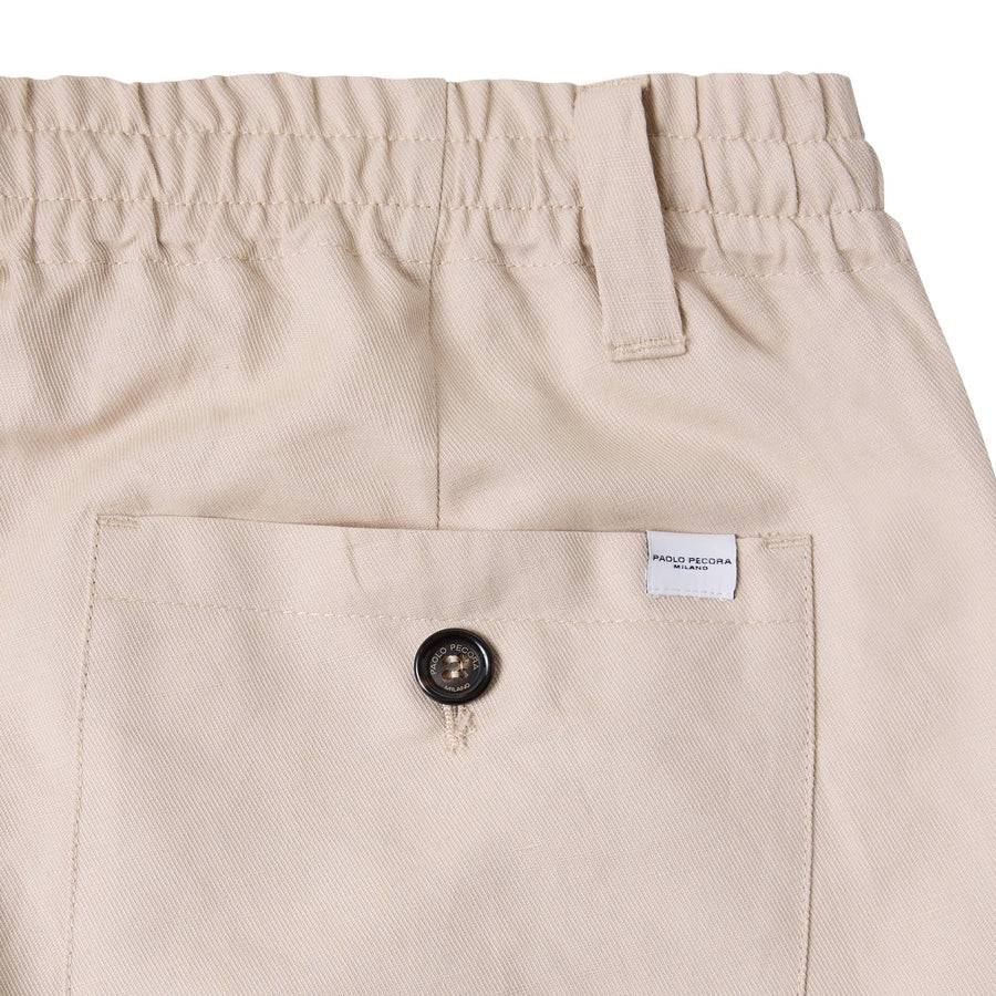 Paolo Pecora Pantalone in Tela di Cotone Lino - Sabbia In Saldo