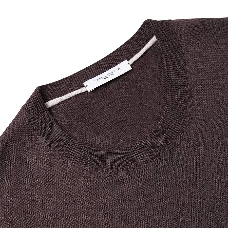 Paolo Pecora Maglia Girocollo in Seta Cotone Extrafine - Ebano 2025