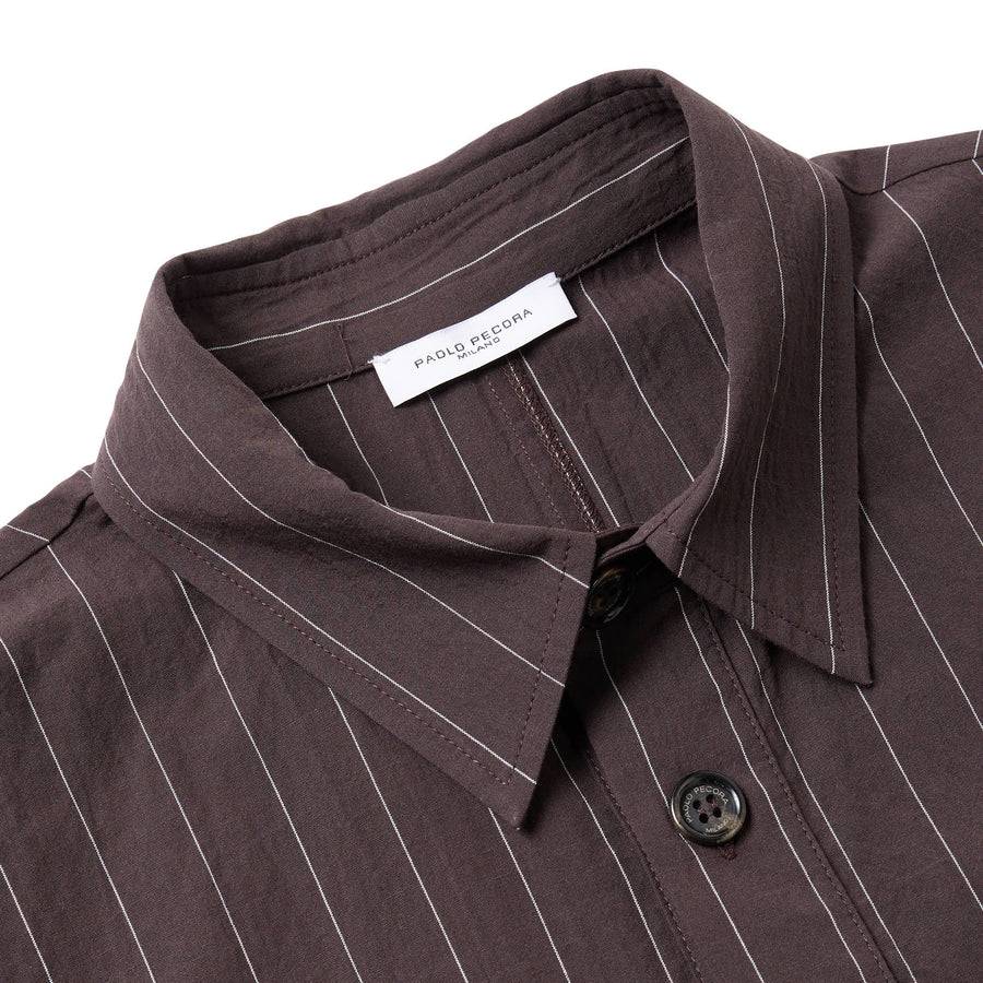 Paolo Pecora Overshirt Seersucker Gessato - Ebano Italy