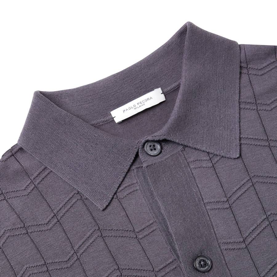 Paolo Pecora Maglia in Seta Cotone Extrafine - Grigio Antracite Chevron In Linea
