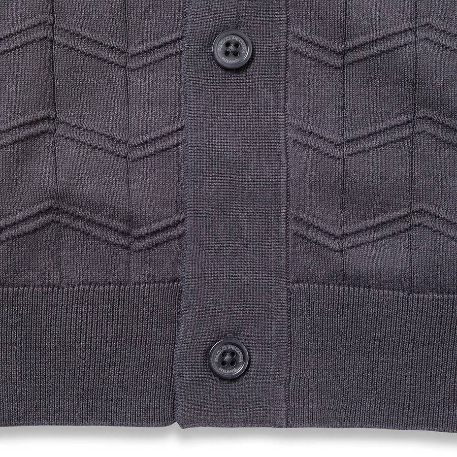 Paolo Pecora Maglia in Seta Cotone Extrafine - Grigio Antracite Chevron In Linea