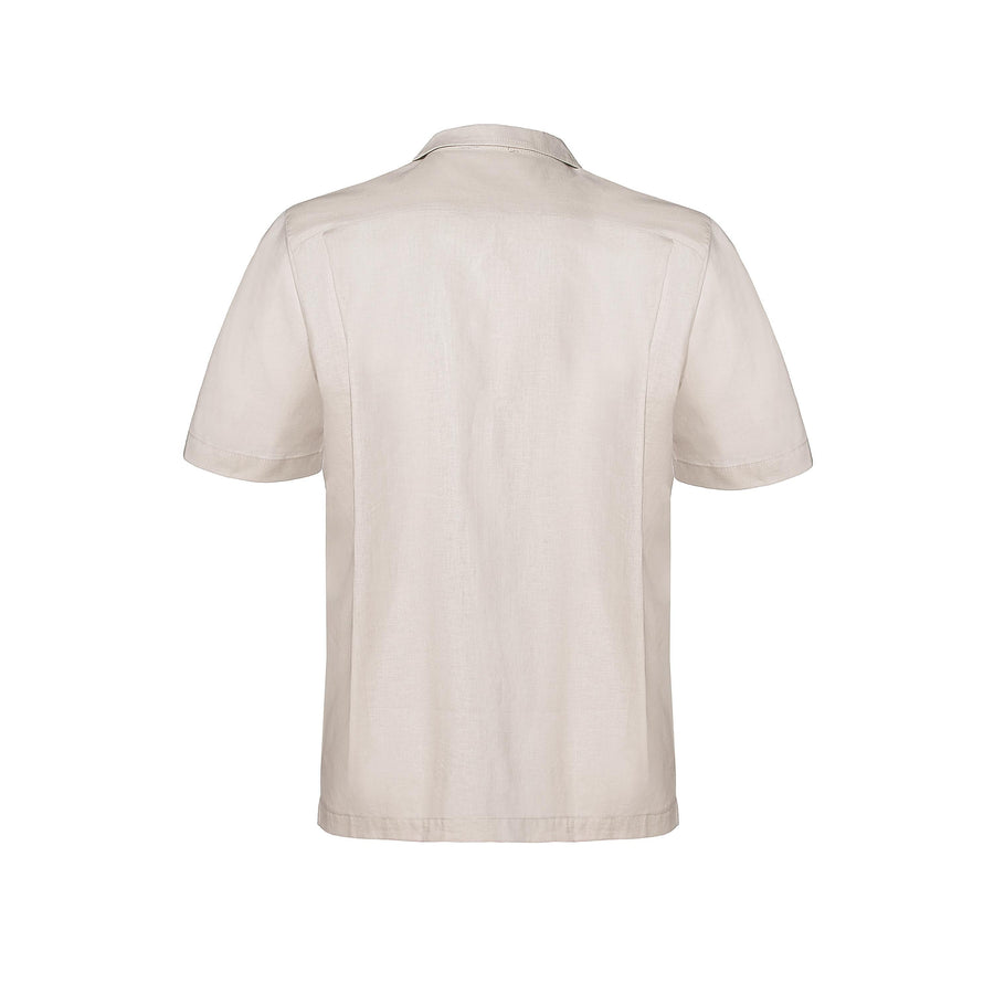 Paolo Pecora Camicia Regular in Lino Beige con Bottoni Acquista Ora
