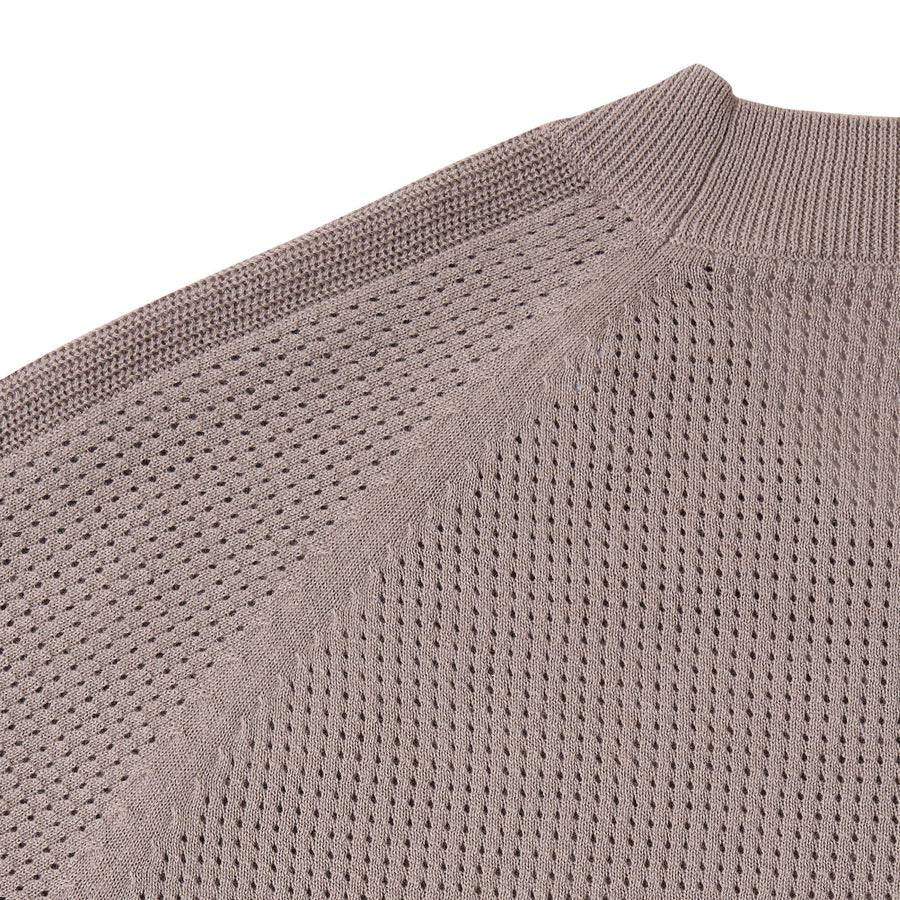 Paolo Pecora Maglia in Cotone Crepe Extrafine - Tortora Lavorazione Traforo Shopping Online