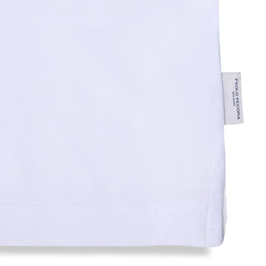 Paolo Pecora Polo Coreana in Cotone Piquet - Bianco Prezzo Ridotto