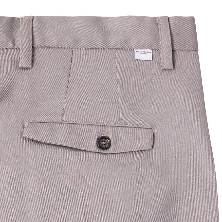 Paolo Pecora Chino Gabardina di Cotone Stretch - Tortora Sottocosto