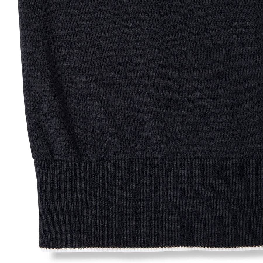 Paolo Pecora Maglia Girocollo in Cotone Extrafine - Nero con Dettagli Bianchi Convenienza