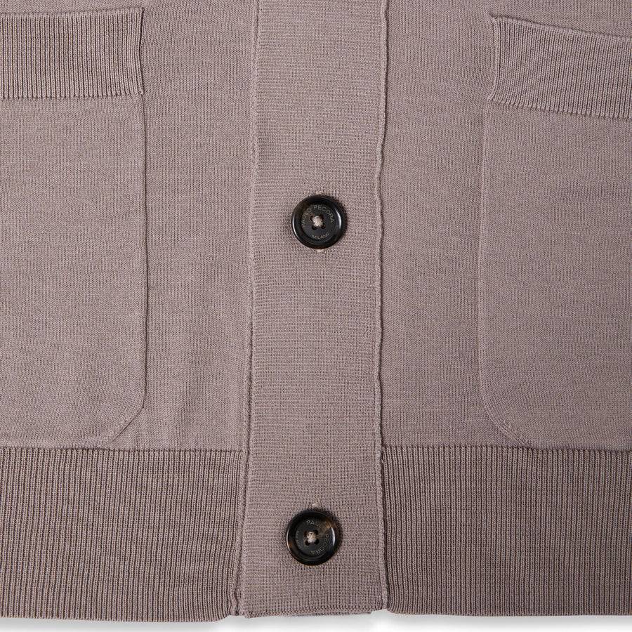 Paolo Pecora Cardigan Collo Giacca in Seta Cotone Extrafine - Tortora Economico