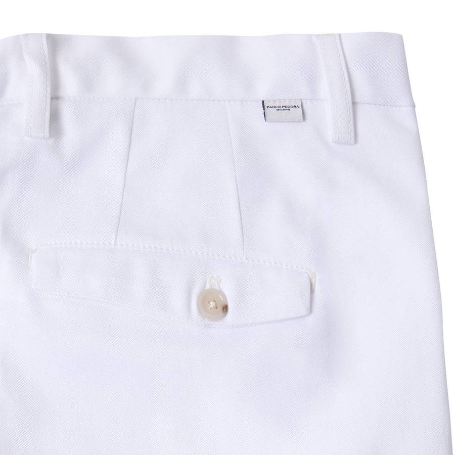Paolo Pecora Chino Sartoriale in Gabardina di Cotone - Bianco Online