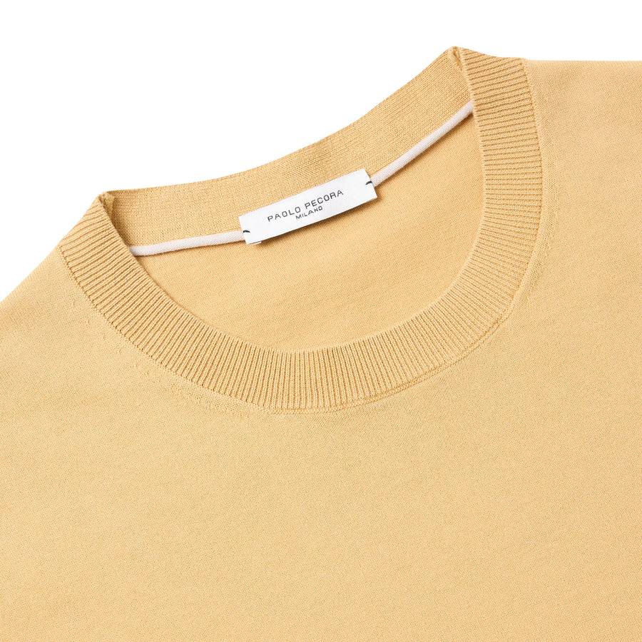 Paolo Pecora Maglia Girocollo in Puro Cotone Extrafine - Curry In Vendita