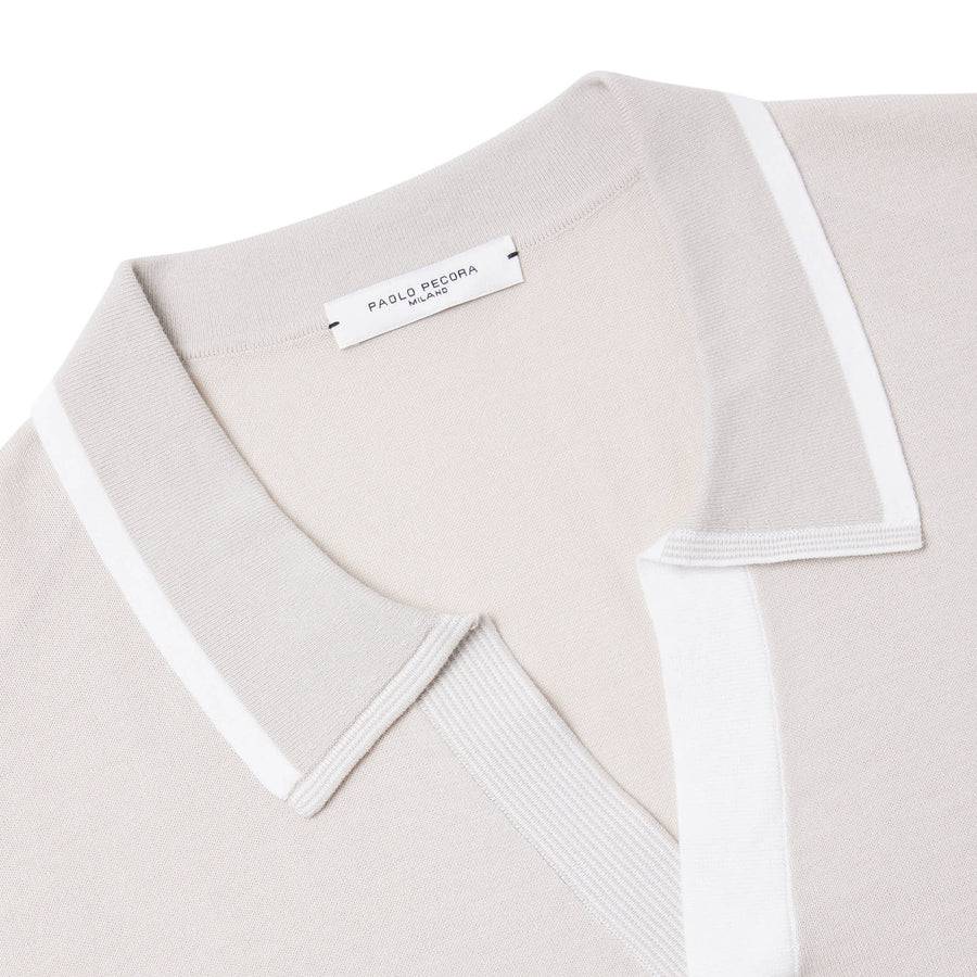 Paolo Pecora Maglia in Cotone Extrafine - Sabbia Vendita Calda