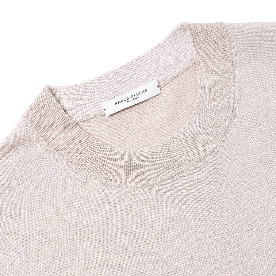Paolo Pecora Maglia in Seta Cotone Extrafine - Eleganza Sabbia Saldi Di Fabbrica