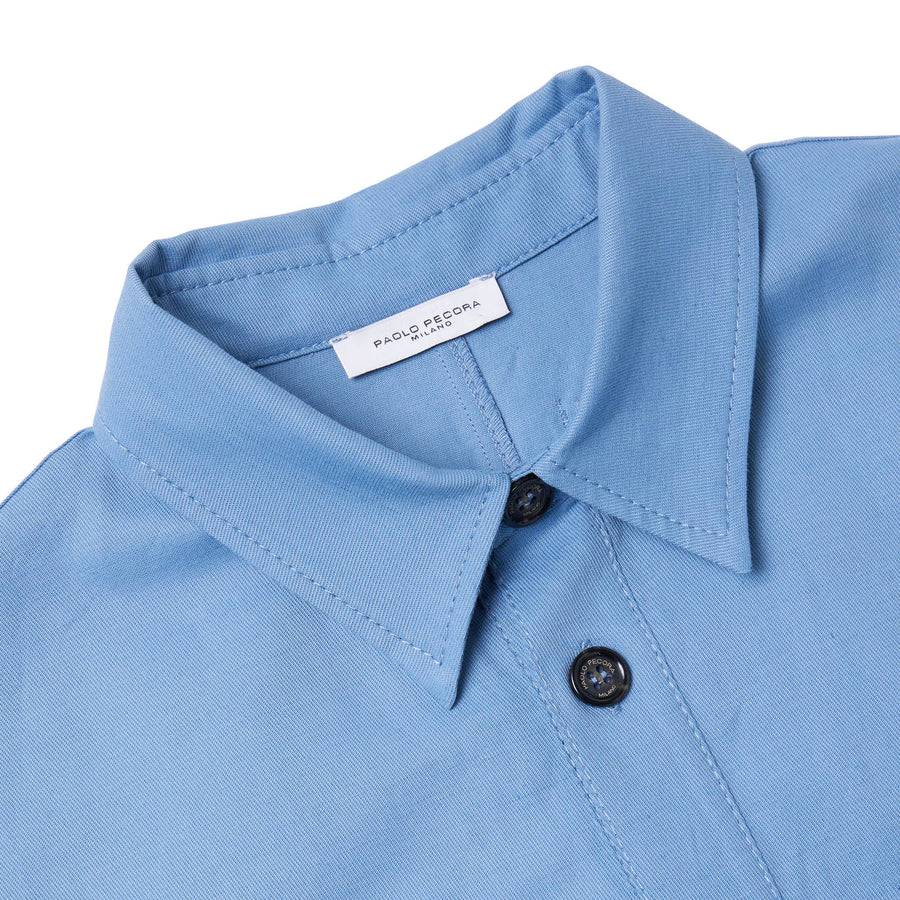 Paolo Pecora Overshirt Mezza Manica - Azzurro Polvere Negozio