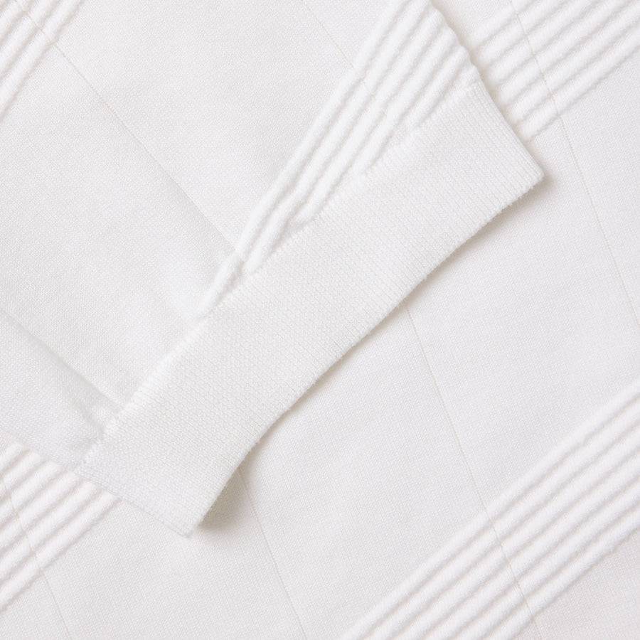 Paolo Pecora Maglia in Cotone Crepe Extrafine - Bianco Motivo Diagonale In Saldo