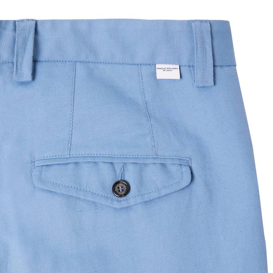 Paolo Pecora Chino in Tela di Cotone Lino - Azzurro Nuova