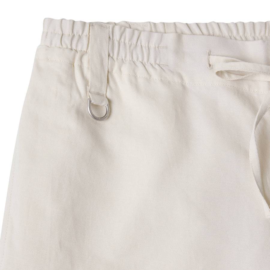 Paolo Pecora Pantaloni in Tela di Cotone Lino - Bianco Ecru Moda