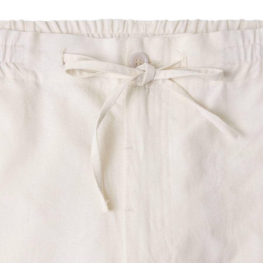 Paolo Pecora Pantaloni in Tela di Cotone Lino - Bianco Ecru Moda