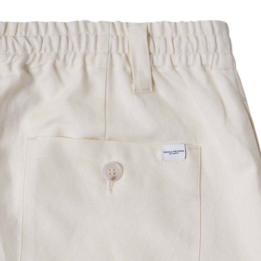 Paolo Pecora Pantaloni in Tela di Cotone Lino - Bianco Ecru Moda