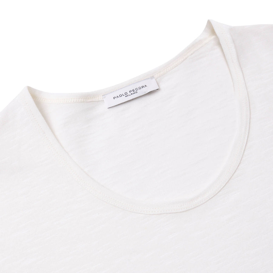 Paolo Pecora T-shirt Jersey Cotone Lino - Bianca 2025
