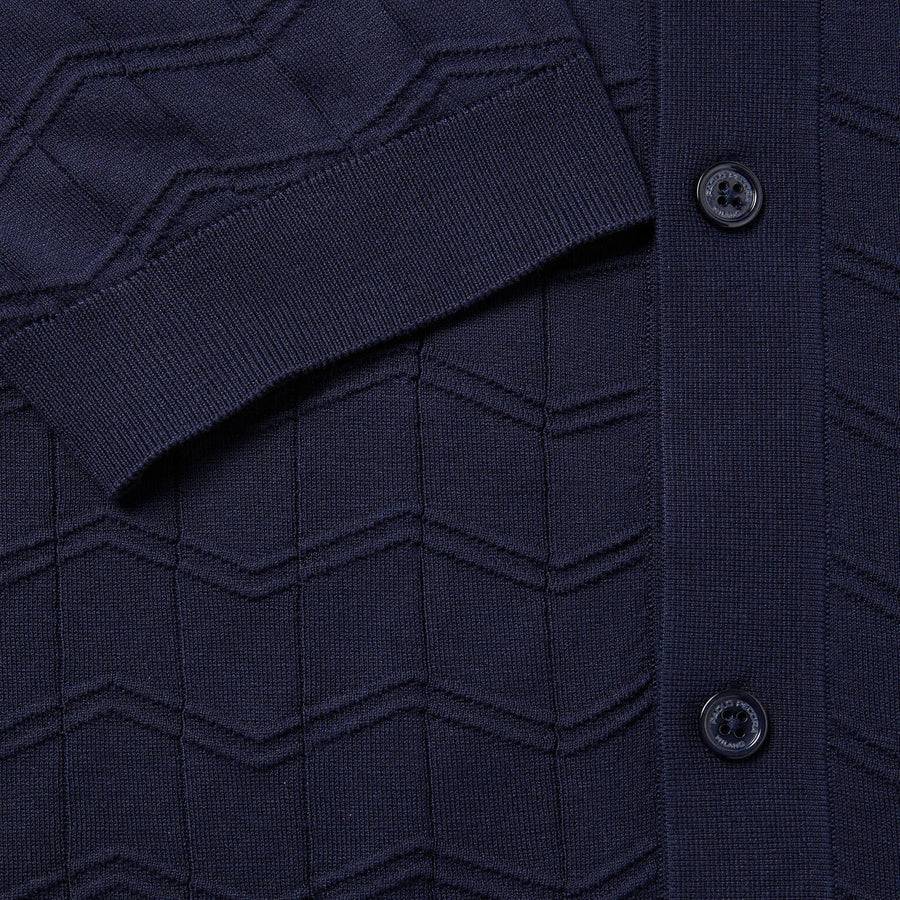 Paolo Pecora Polo Manica Corta in Seta Cotone Extrafine - Blu Navy In Linea