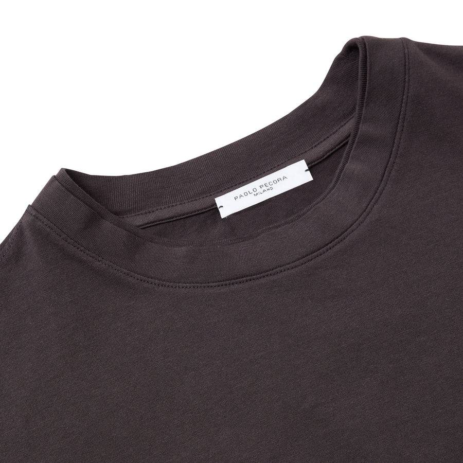 Paolo Pecora T-Shirt in Jersey Puro Cotone - Ebano Prezzo Ridotto