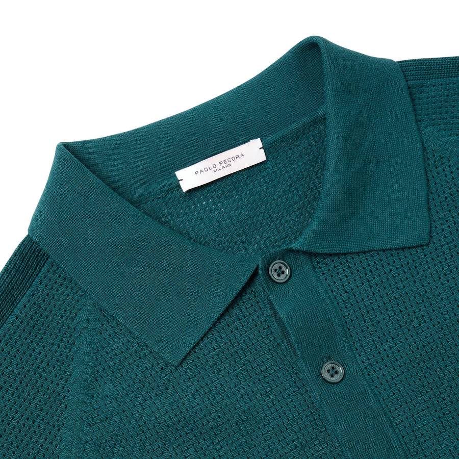 Paolo Pecora Maglia in Cotone Crepe Extrafine - Verde Malachite Sconto