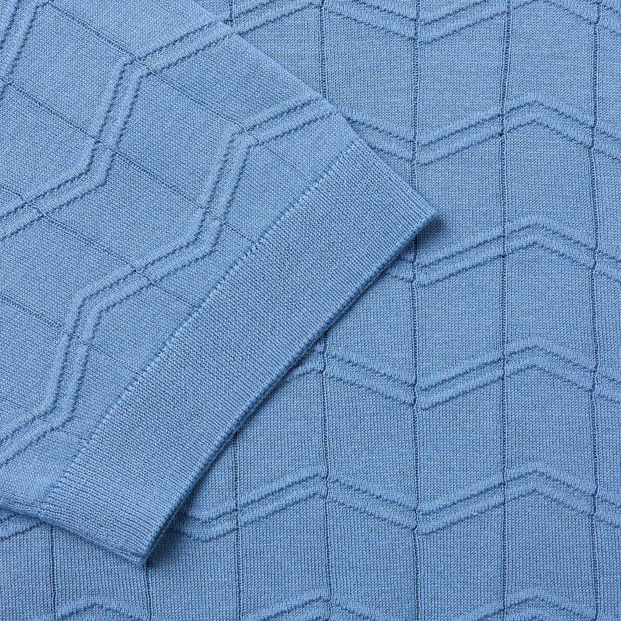 Paolo Pecora Maglia Chevron Seta Cotone- Azzurro Offerta