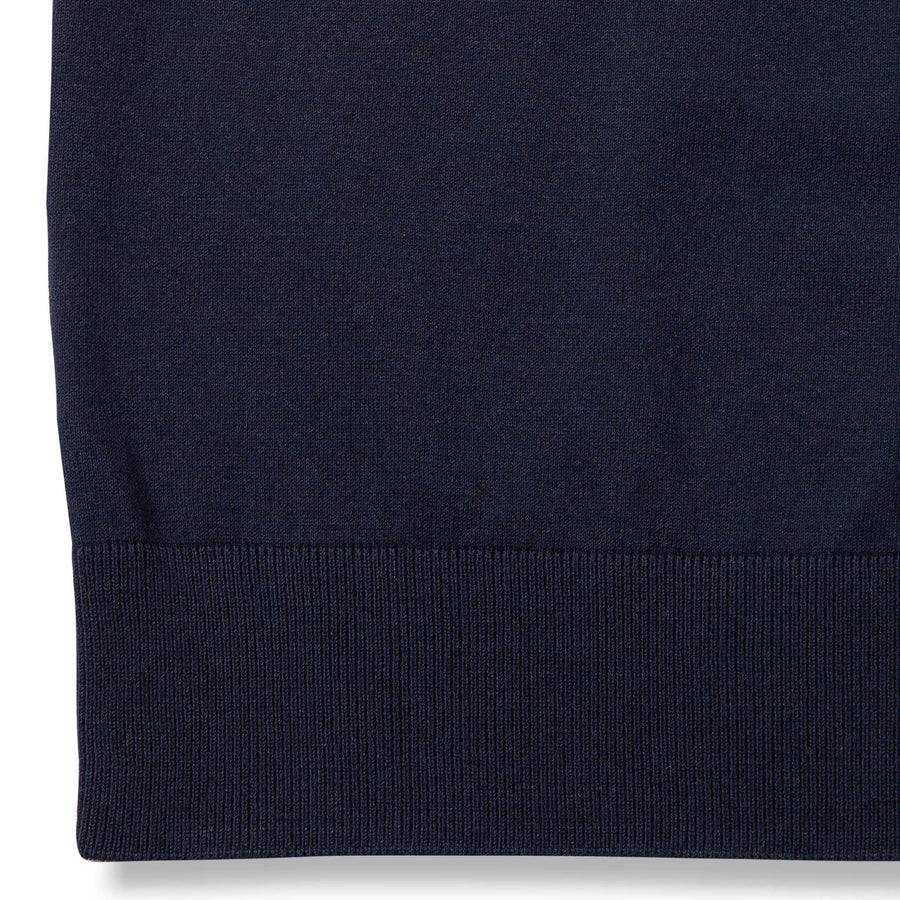 Paolo Pecora Maglia Girocollo in Puro Cotone Extrafine - Blu Navy con Dettagli Bianchi Outlet