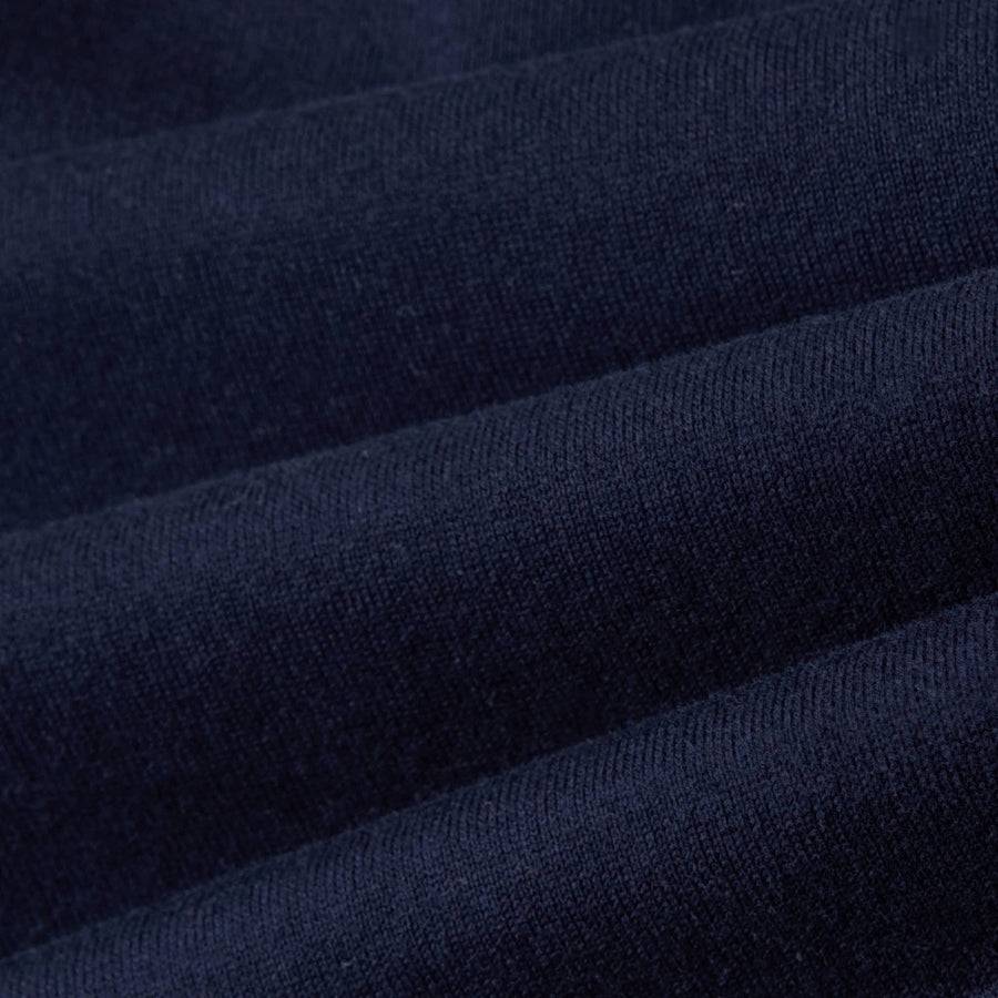 Paolo Pecora Maglia Girocollo in Puro Cotone Extrafine - Blu Navy con Dettagli Bianchi Outlet