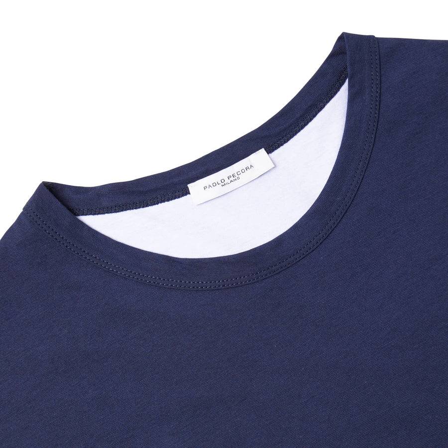 Paolo Pecora T-Shirt in Jersey e Contrasti - Blu Navy Hotsell