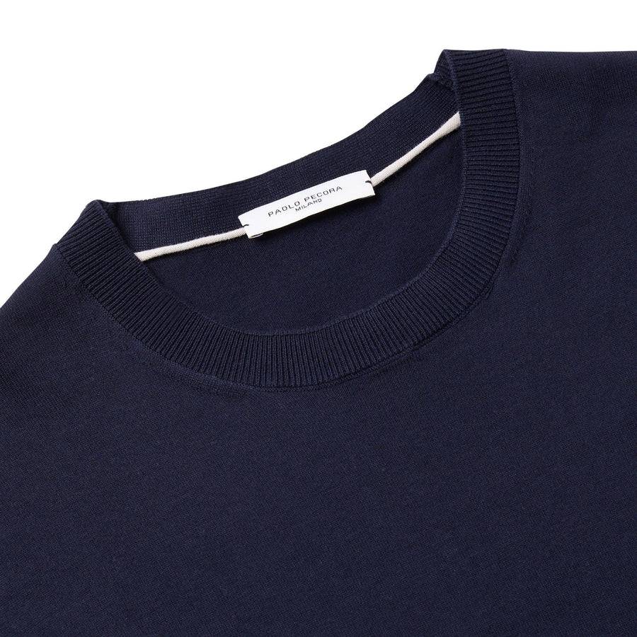 Paolo Pecora Maglia Manica Lunga in Puro Cotone Extrafine - Blu I Più Venduti