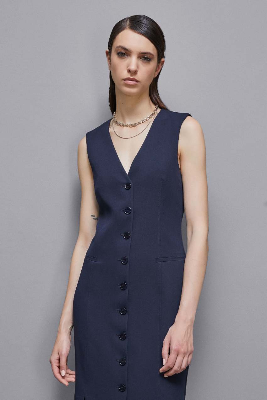 Patrizia Pepe Abito chemisier con spacchi in gabardina Vendite Flash