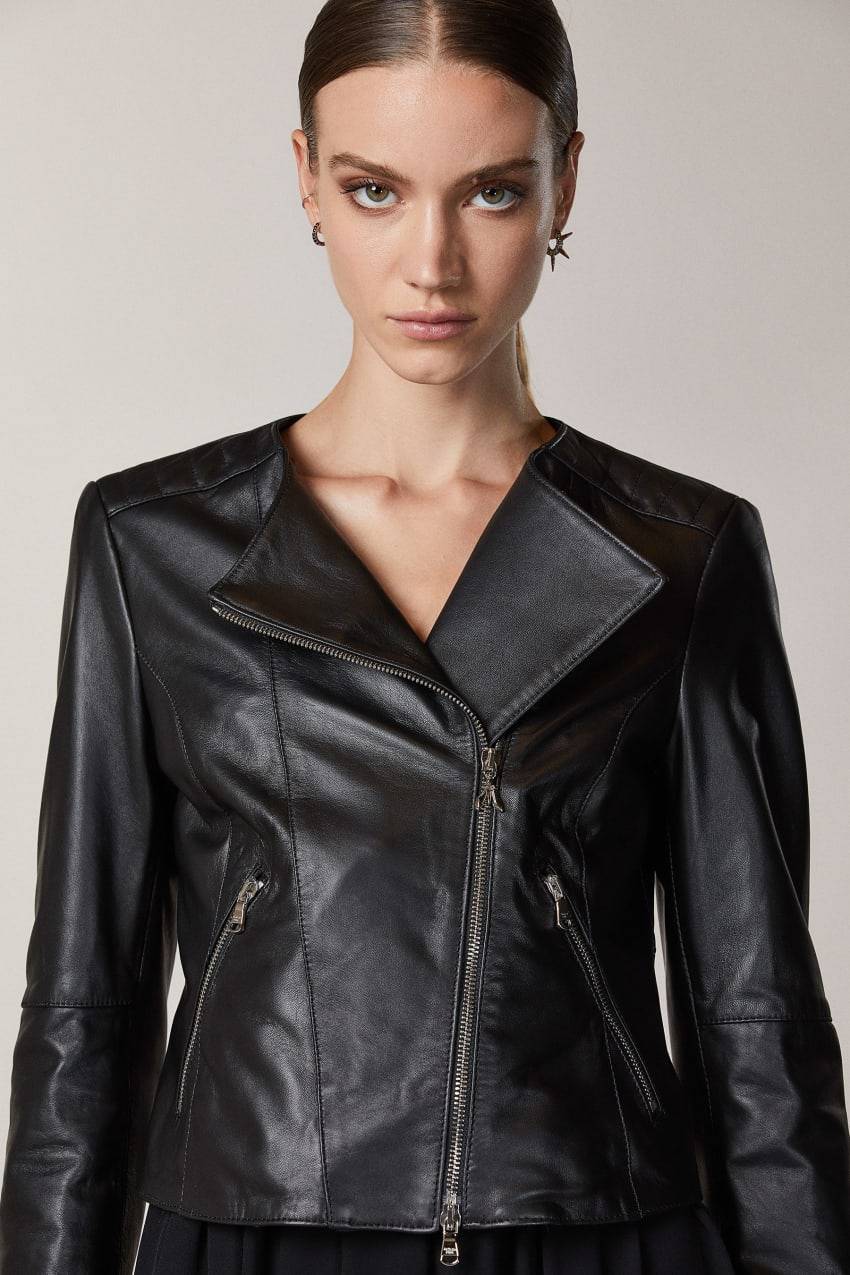 Patrizia Pepe Biker in pelle con impunture Vendite Flash