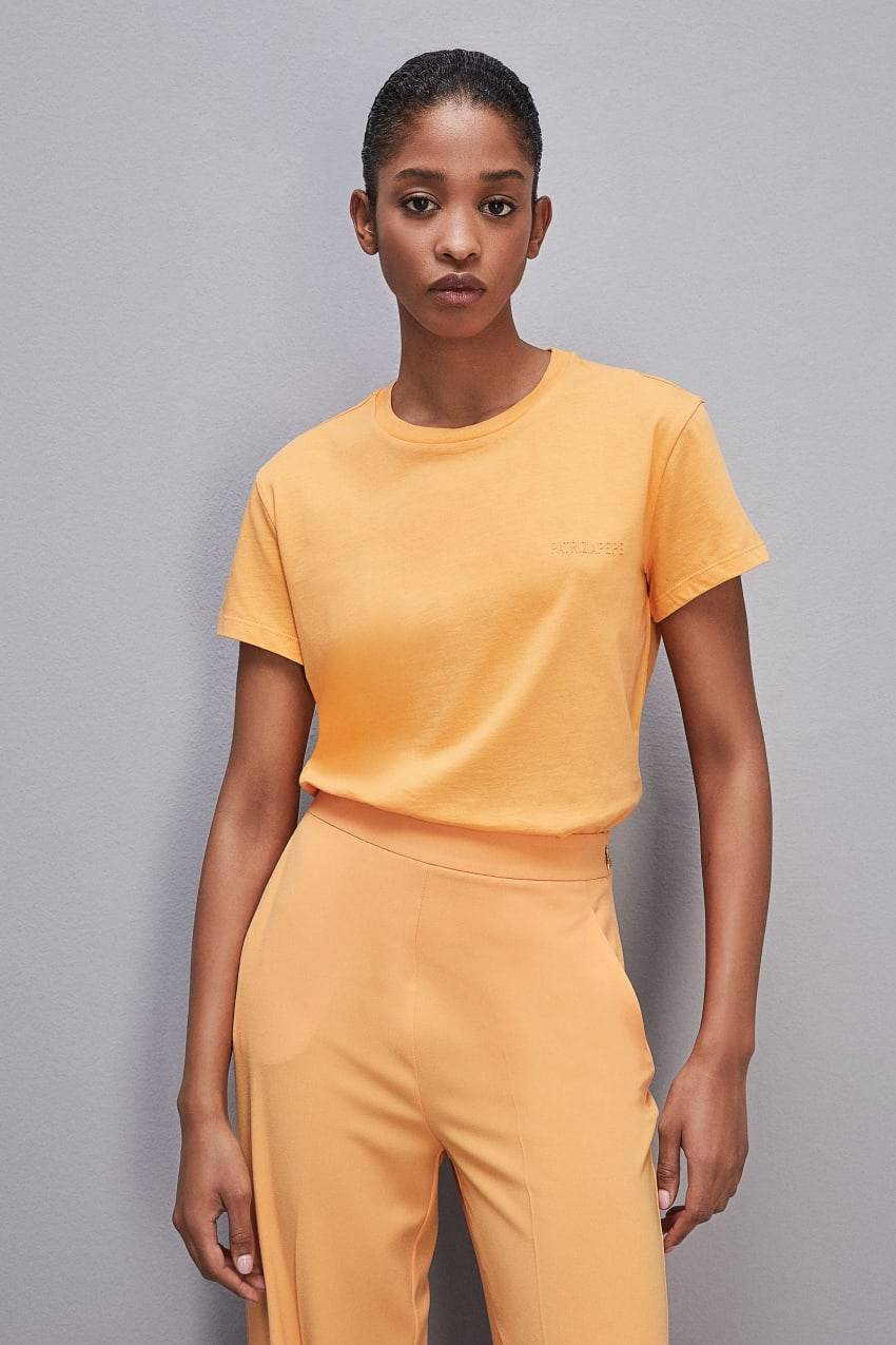 Patrizia Pepe T-shirt maniche corte con logo in cotone organico Italia