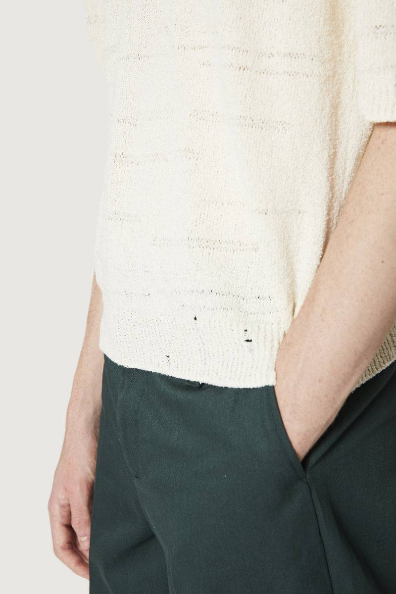 ﻿Paura ADAM KNIT POLO SHIRT OFF WHITE Economico