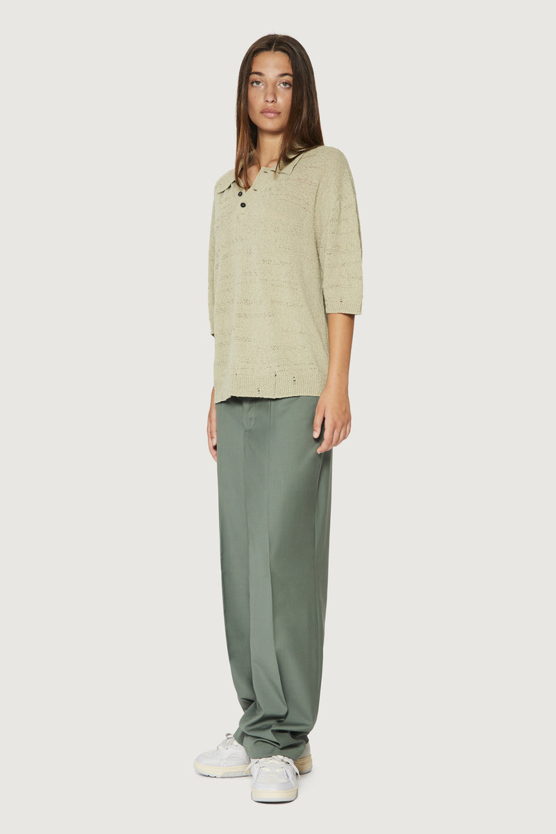 Paura ADAM KNIT POLO SHIRT SAGE Online