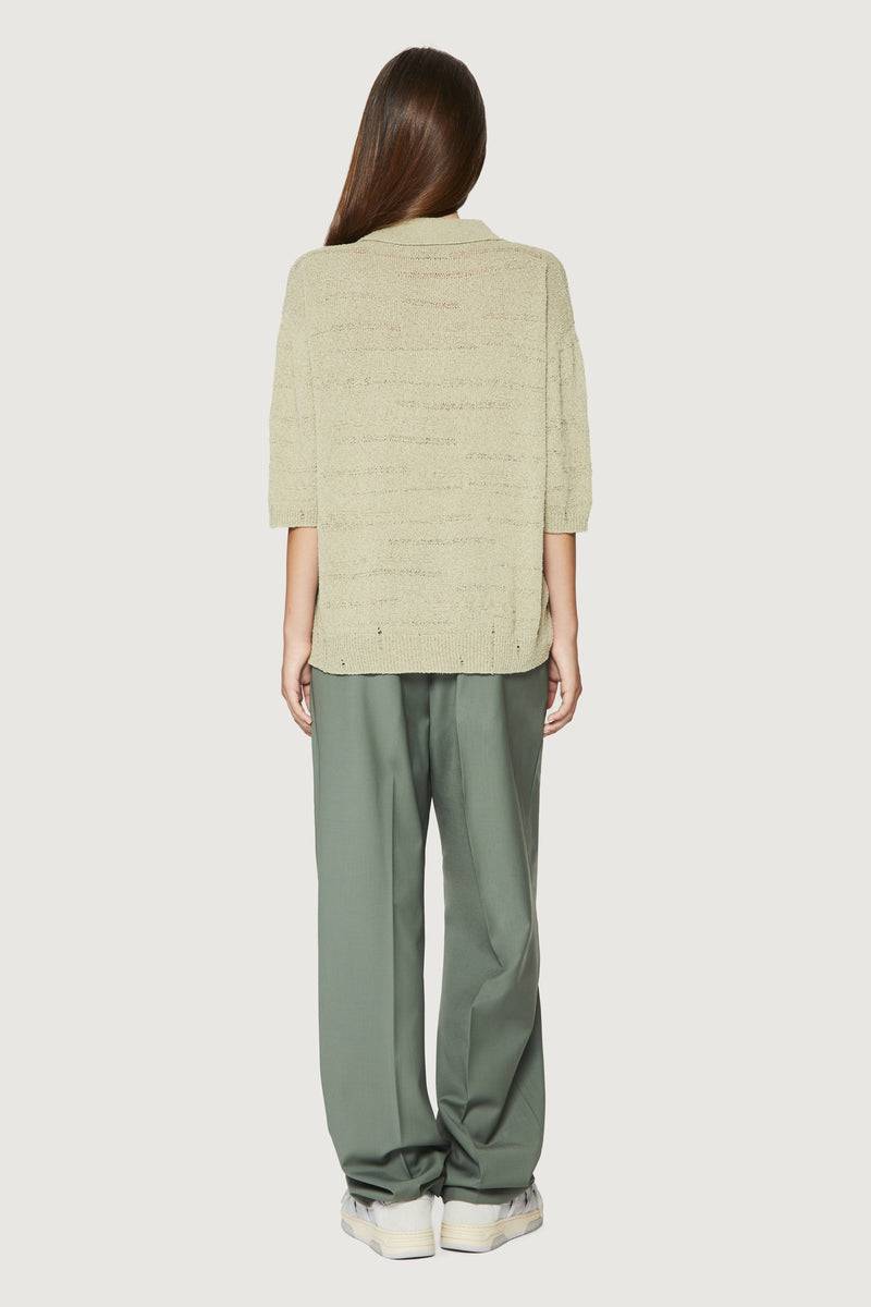 Paura ADAM KNIT POLO SHIRT SAGE Online