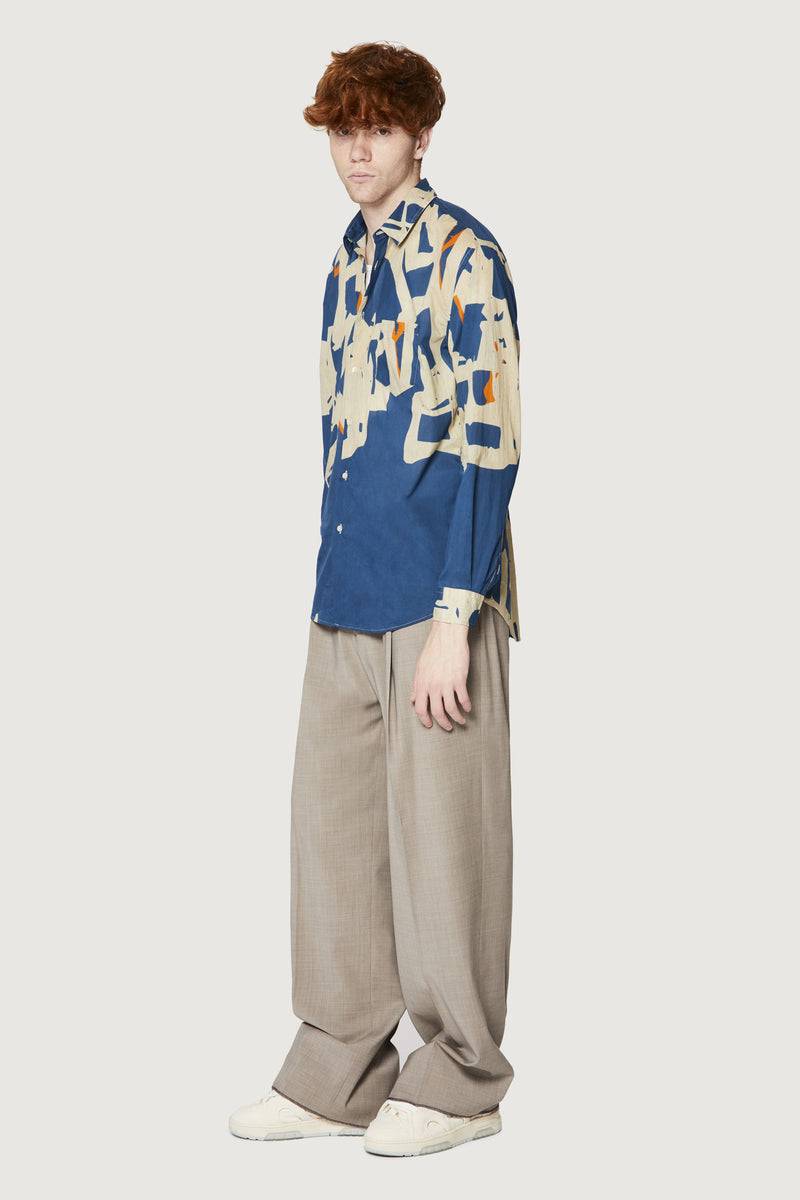Paura BRUCE OVERSIZED SHIRT MODULO BLUE Saldi