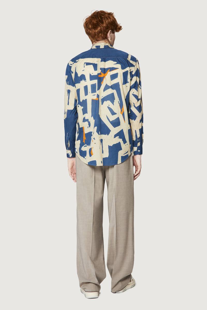 Paura BRUCE OVERSIZED SHIRT MODULO BLUE Saldi