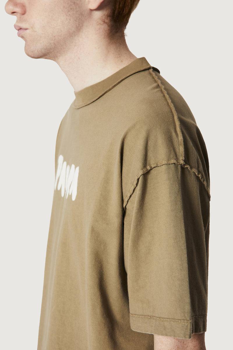 Paura COSTA OVERSIZED T-SHIRT BOLD LOGO MUD In Saldo