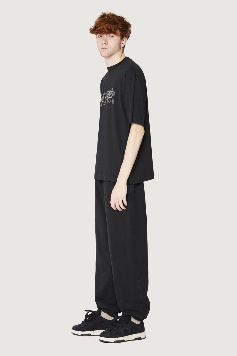 Paura COSTA OVERSIZED T-SHIRT COSMIC LOGO BLACK Nuova