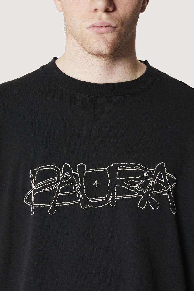 Paura COSTA OVERSIZED T-SHIRT COSMIC LOGO BLACK Nuova