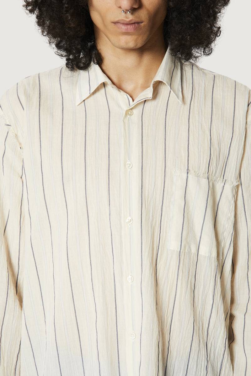 Paura ERZIN OVERSIZED SHIRT OFF-WHITE WITH STRIPES Prezzo Ridotto
