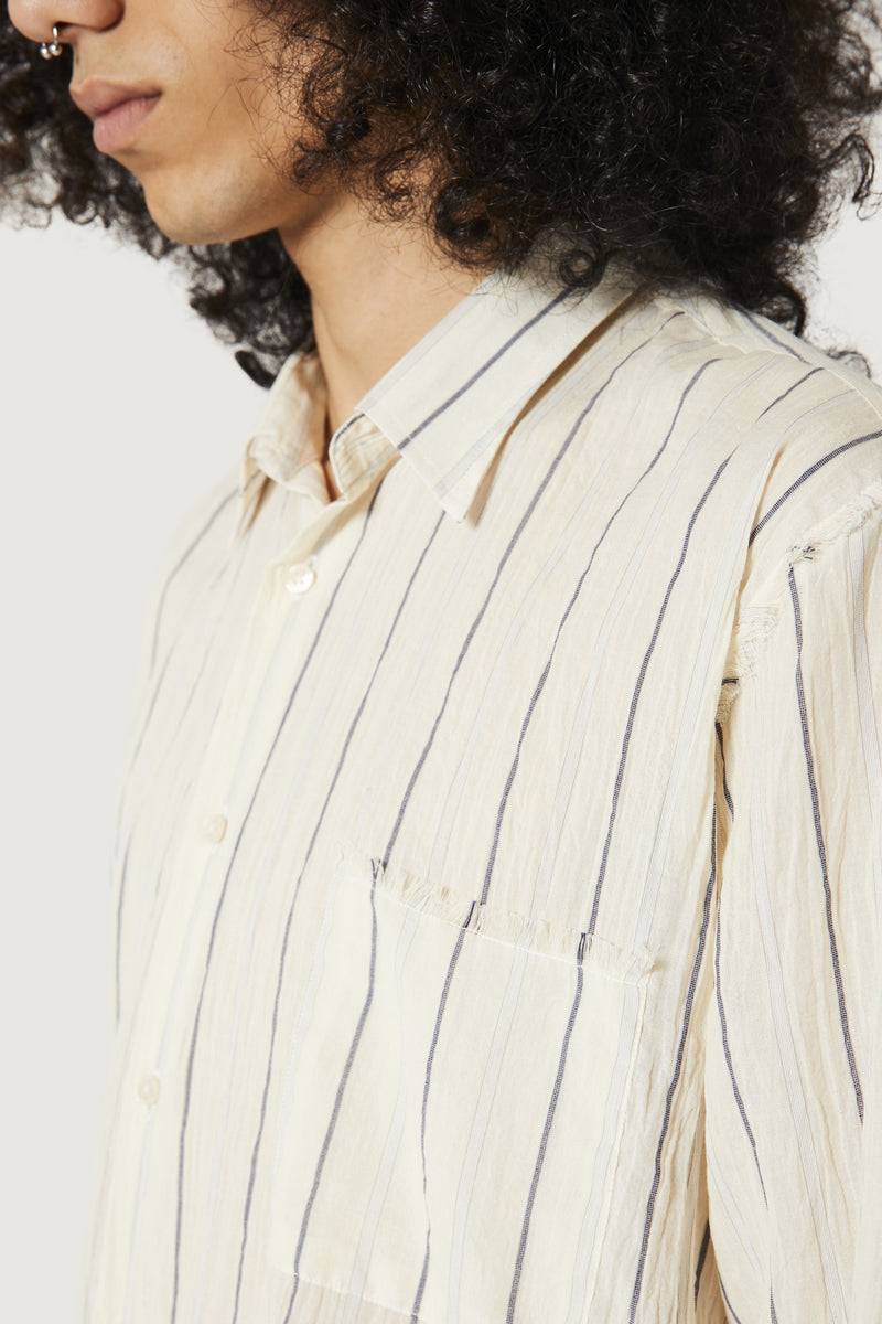 Paura ERZIN OVERSIZED SHIRT OFF-WHITE WITH STRIPES Prezzo Ridotto