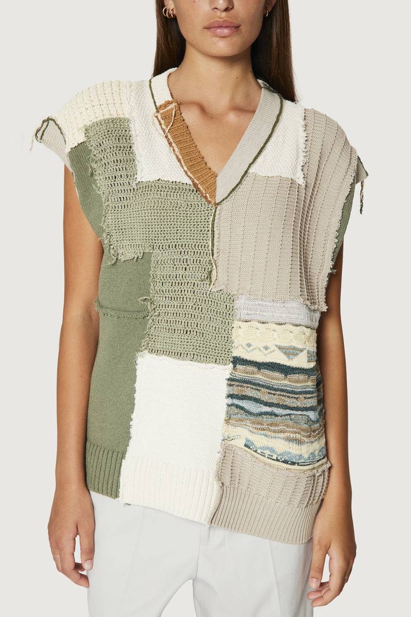 Paura NABIL PATCHWORK VEST MULTICOLOR Qualità
