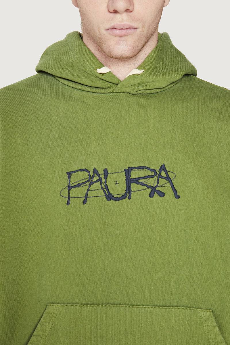 Paura SANTI HOODIE SWEATSHIRT COSMIC LOGO GREEN Presa