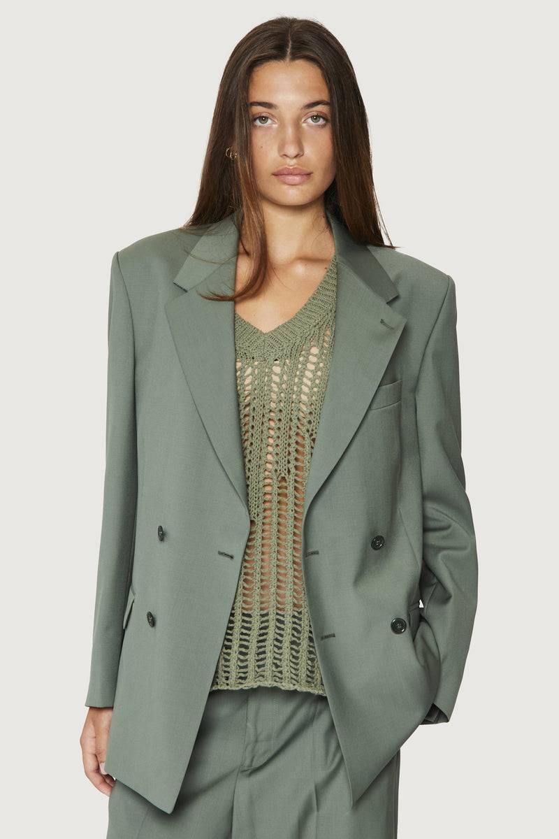 Paura THOM DOUBLEBREASTED SUIT JACKET SAGE Online