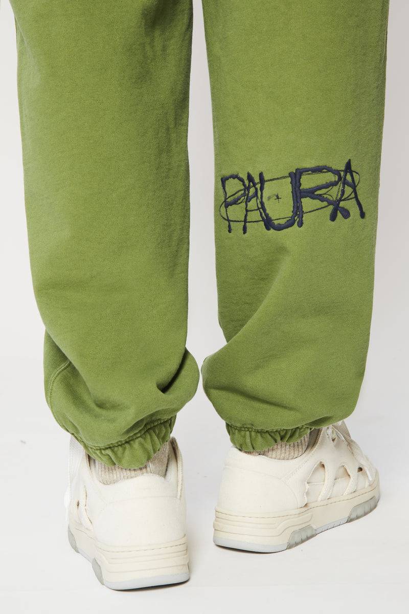 Paura RASHA SWEATPANTS COSMIC LOGO GREEN Sconto