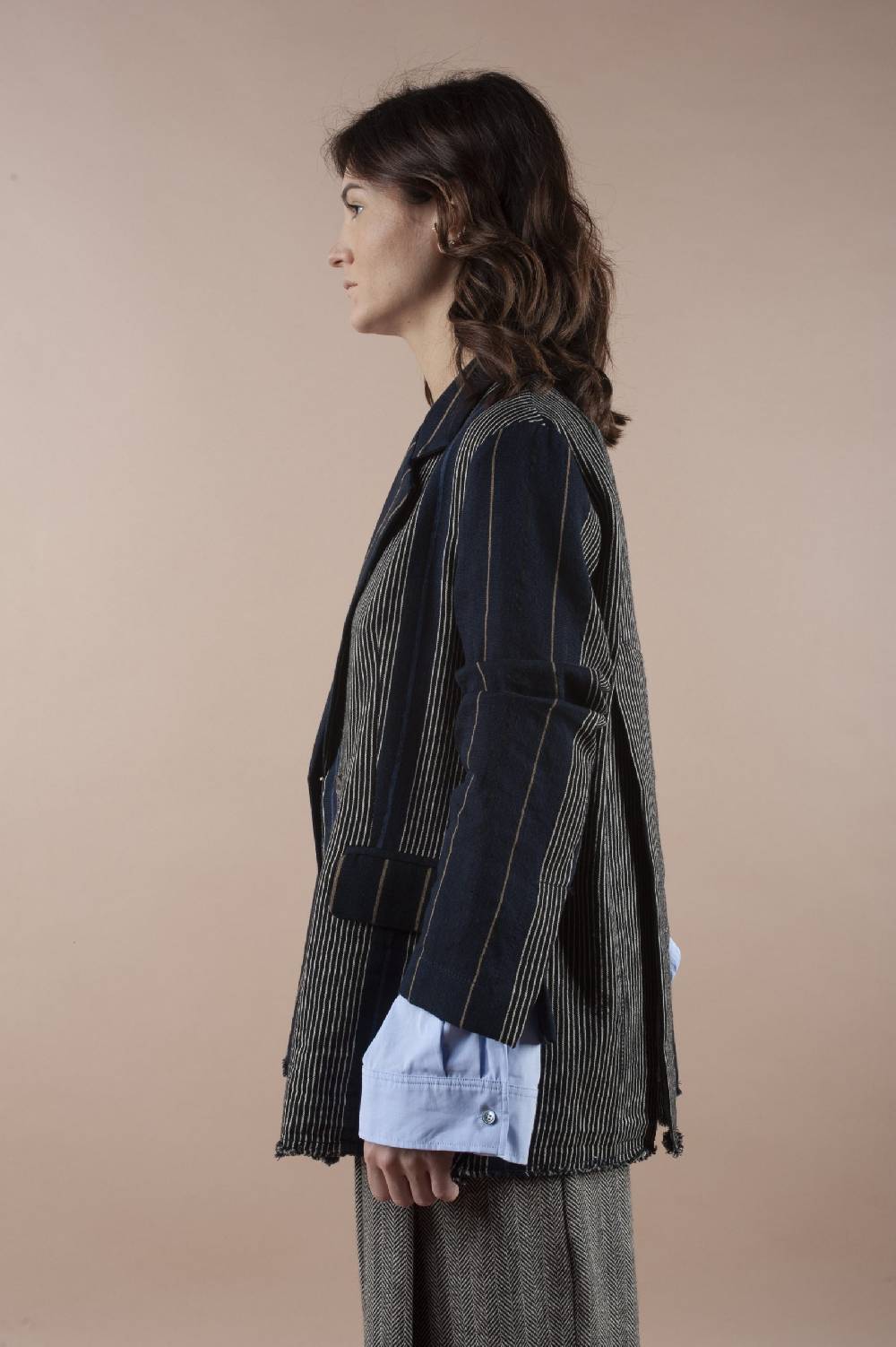 Pdr Phisique Du Role PHISIQUE DU ROLE JACKET IN WOOL/LINEN BARRE’ WITH IRREGULAR STRIPES Online