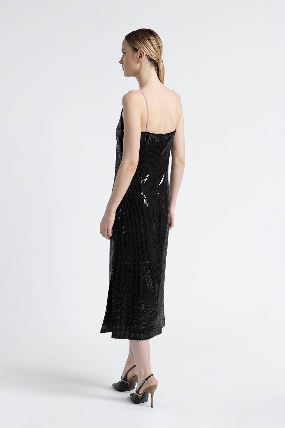 Peserico Abito midi in twill di viscosa con paillettes Outlet