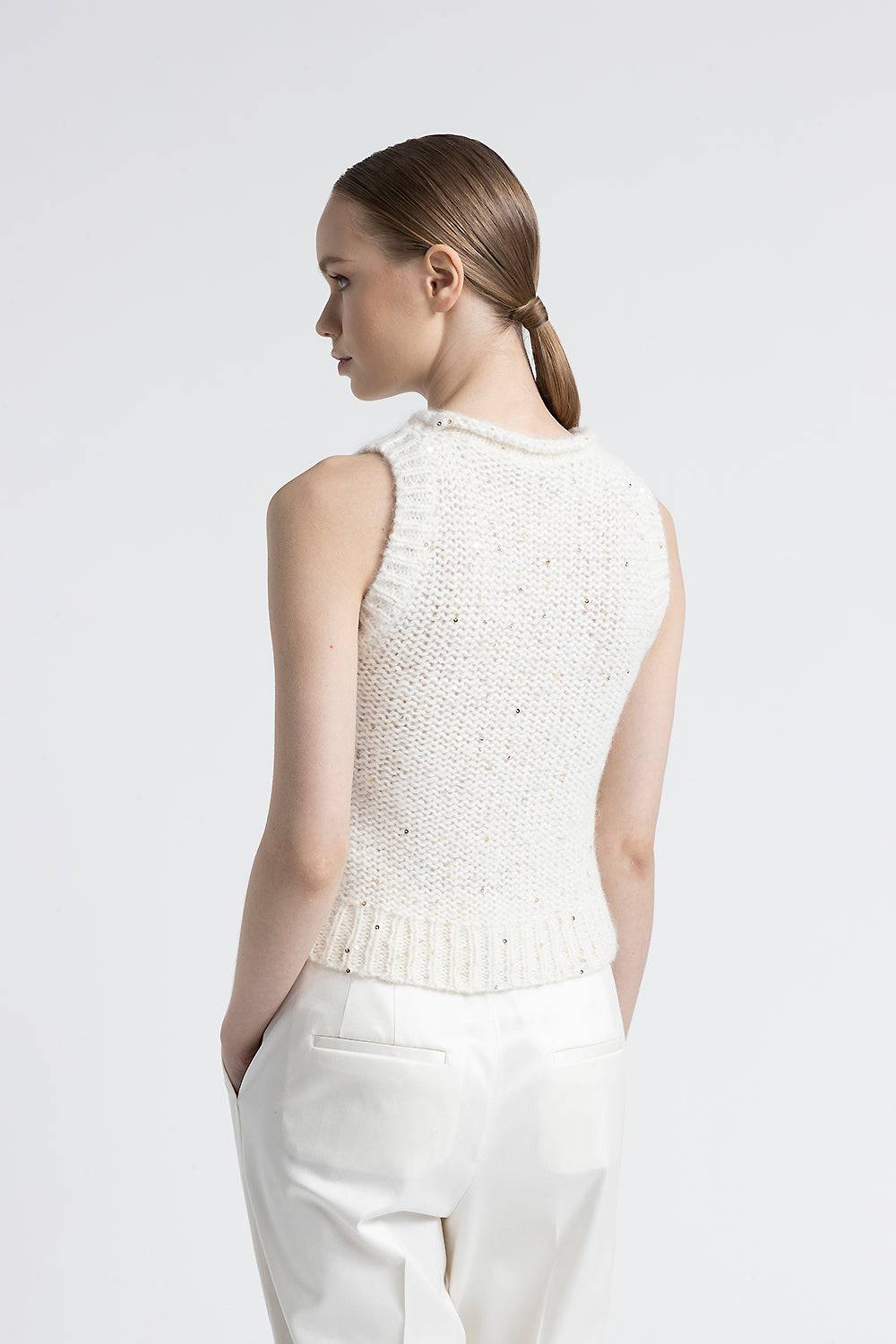 Peserico Top in muliné di lana d'alpaca e paillettes 2025